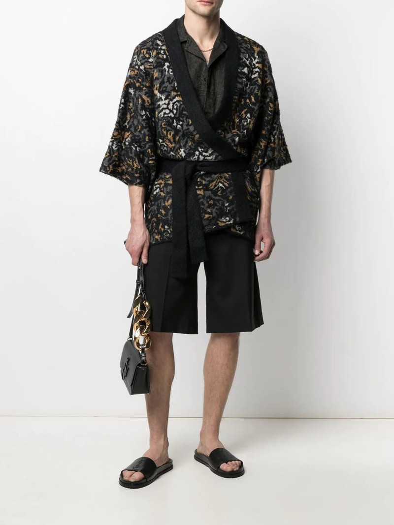 SAINT LAURENT leopard-knit cardigan outlook