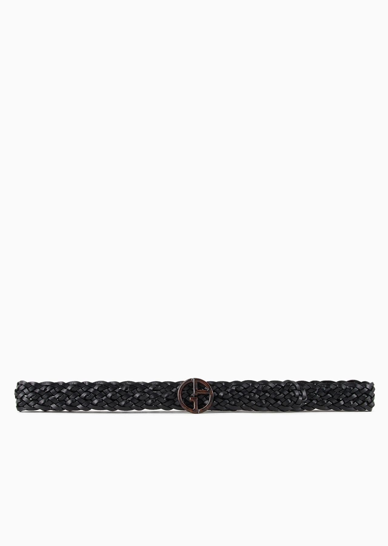 Woven leather belt with GA logo - 3