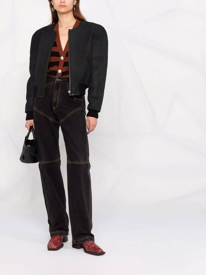 Isabel Marant Étoile collarless wool bomber jacket outlook