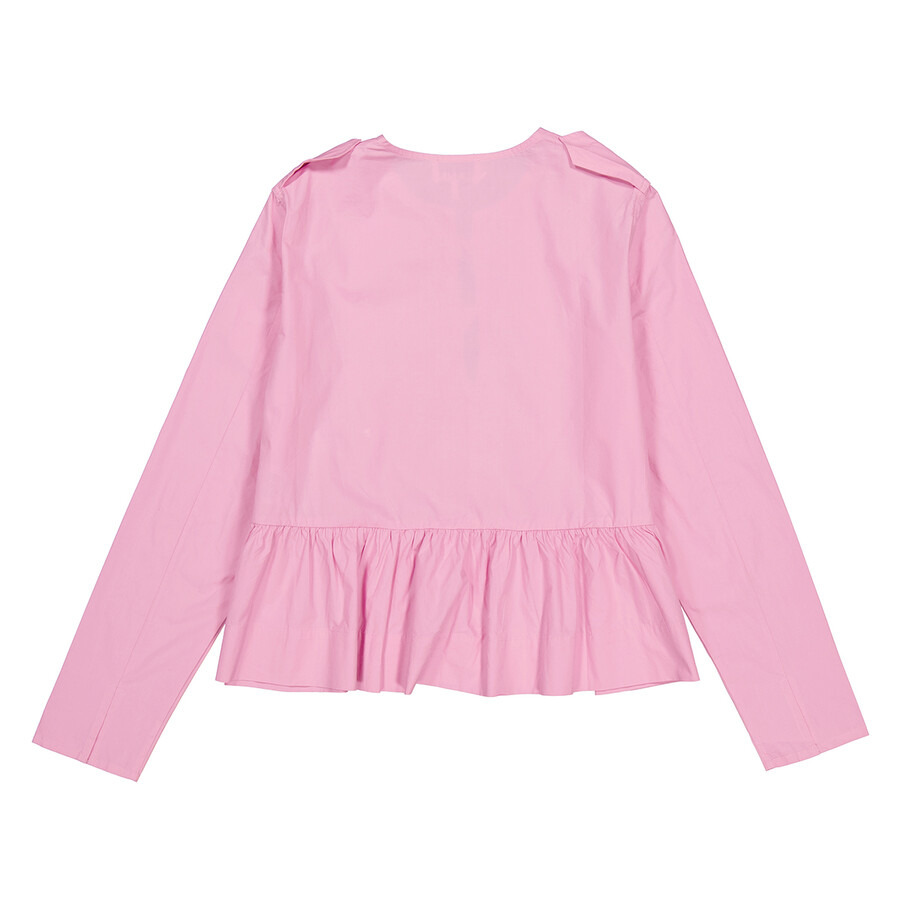 Ganni Orchid Smoke Tie String Peplum Blouse - 6
