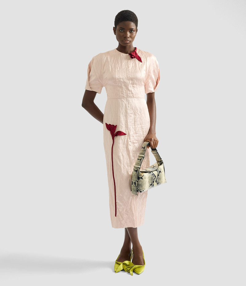 Erdem EMBROIDERED TEXTURED SATIN MIDI DRESS outlook