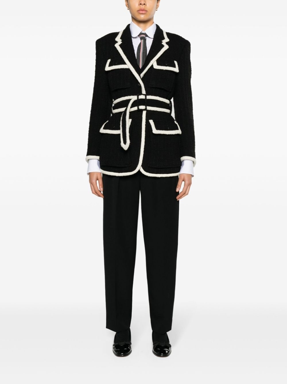 belted tweed jacket - 2