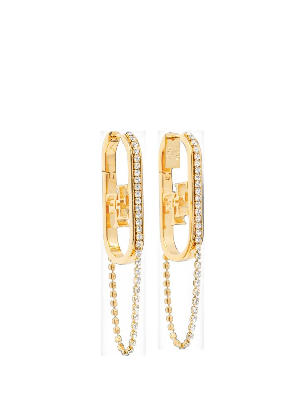 crystal-embellished logo-plaque earrings - 1