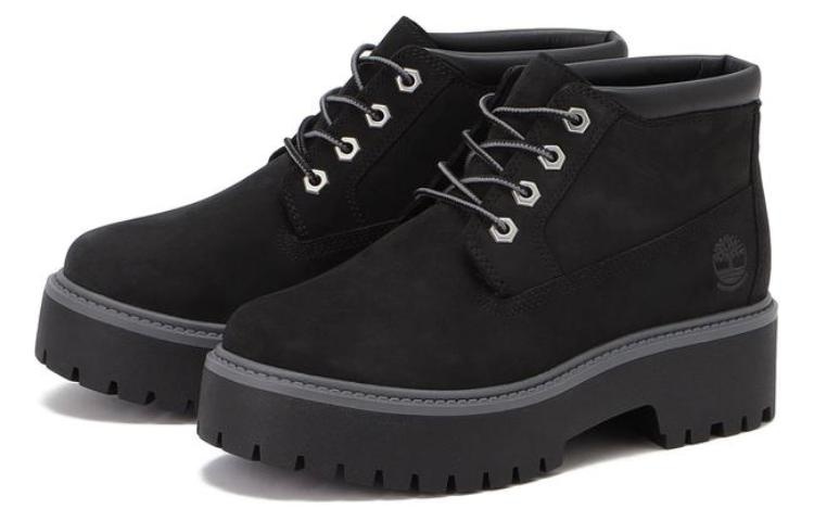 (WMNS) Timberland Stone Street Premium Platform Waterproof Chukka Boots 'Black Nubuck' A5REN - 3