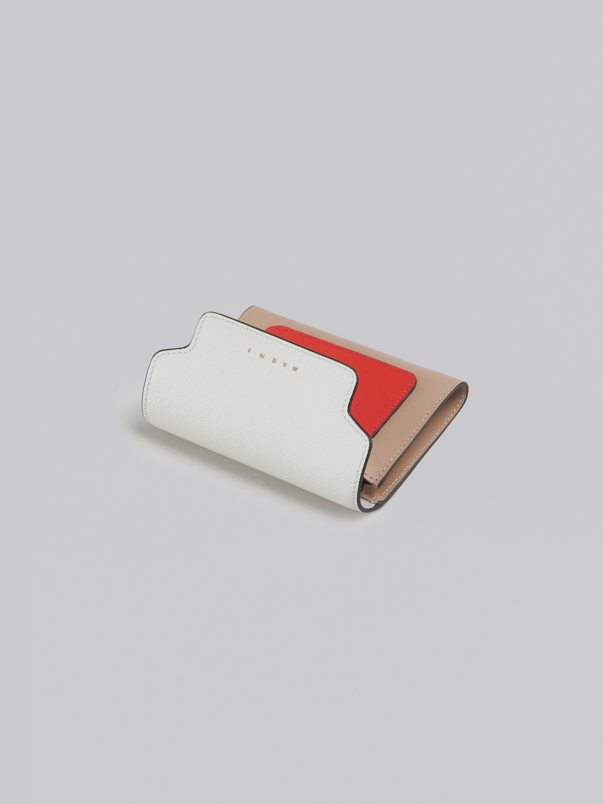 ORANGE WHITE AND BEIGE SAFFIANO LEATHER WALLET - 4