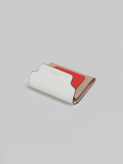 Marni ORANGE WHITE AND BEIGE SAFFIANO LEATHER WALLET outlook