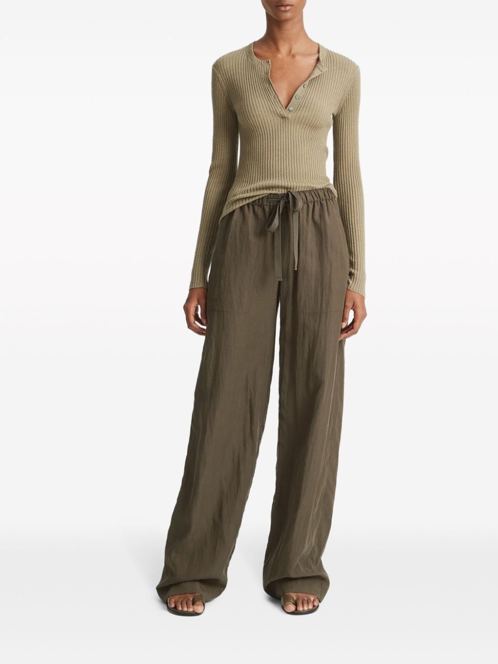 mid-rise drawstring trousers - 3