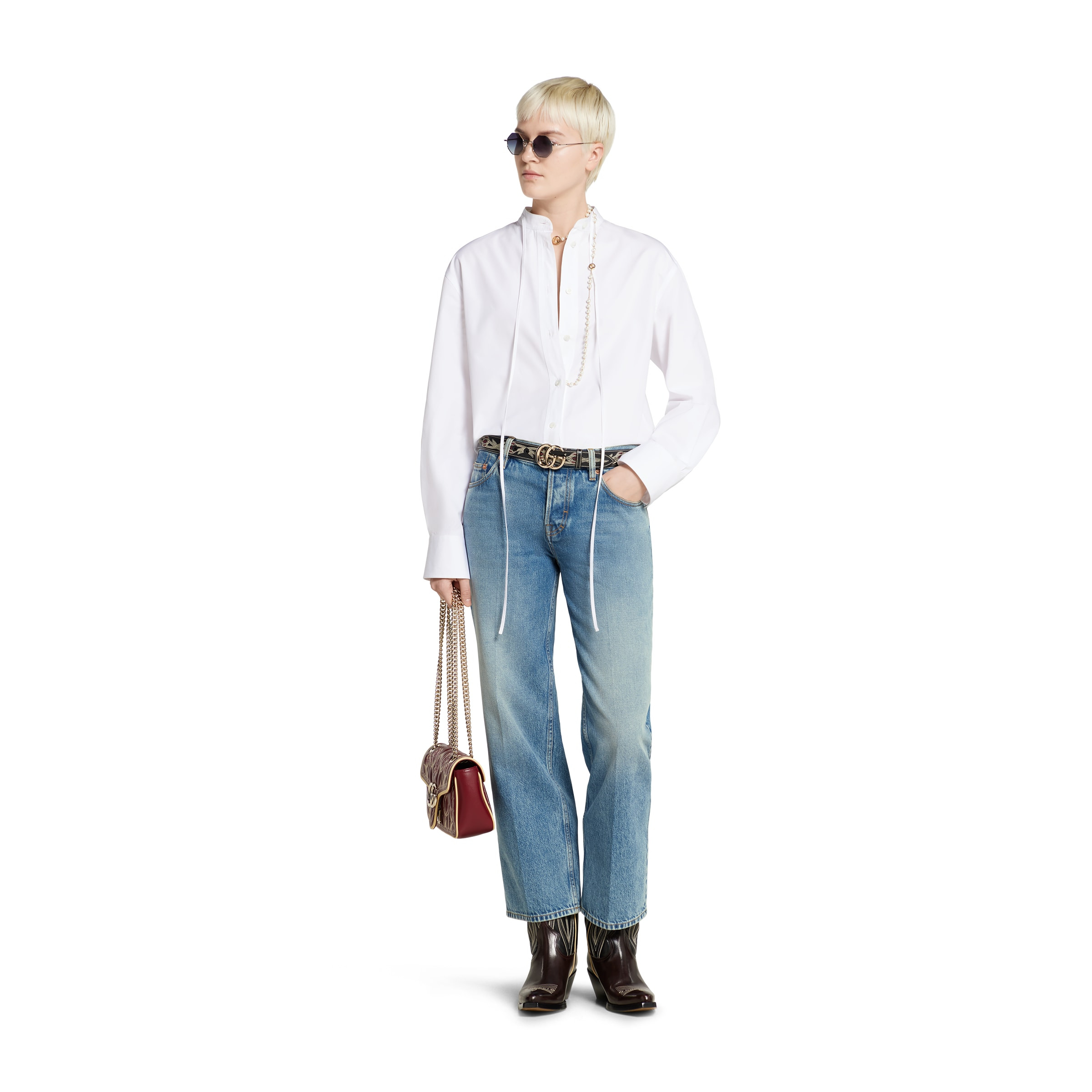 Cotton poplin shirt with embroidery - 2