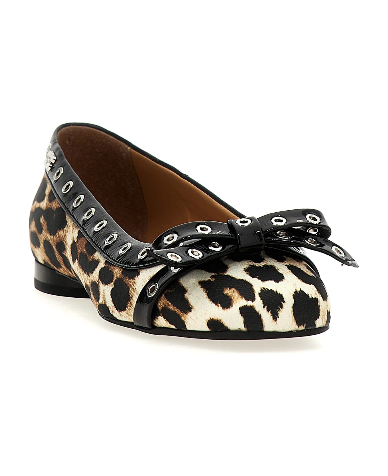 'leopard Eyelets Bow' Ballet Flats - 2