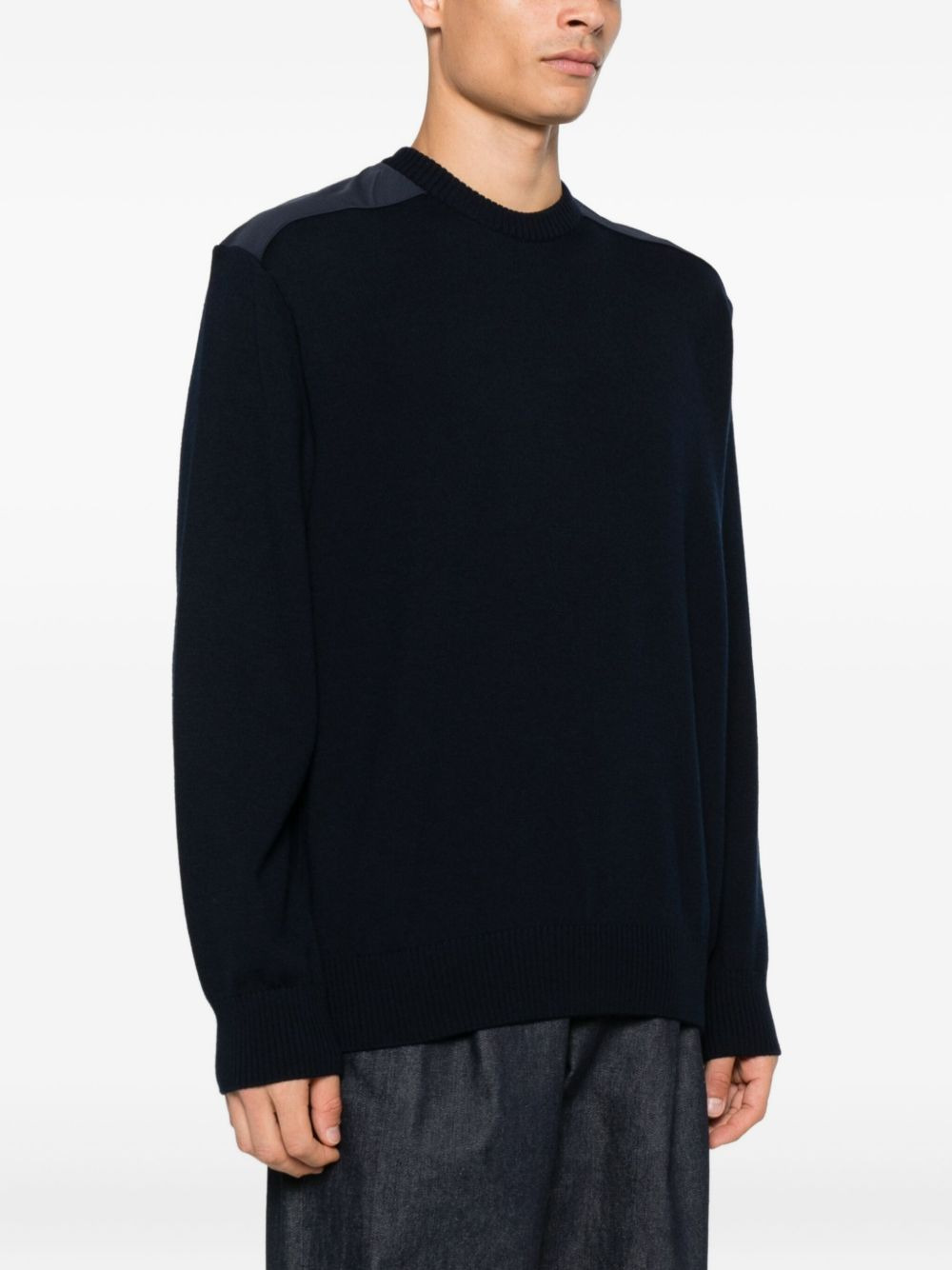 wool shoulder-patch jumper - 3