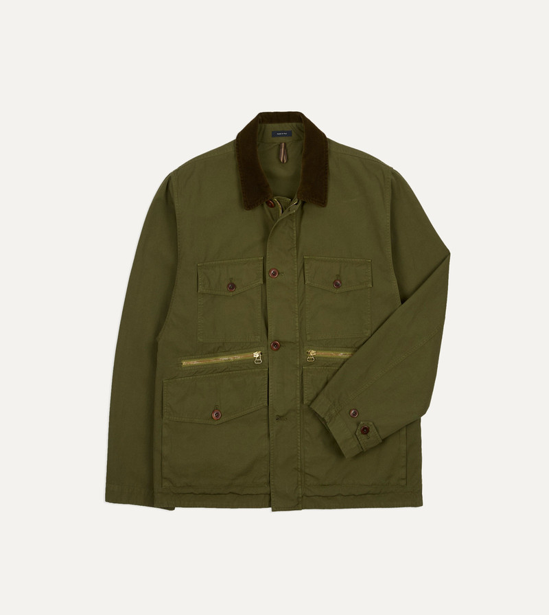 Washed Olive Cotton Hiking Jacket - 1