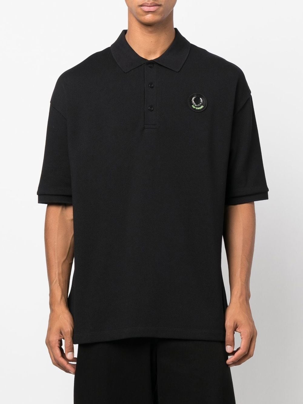 logo-patch graphic-print polo - 3