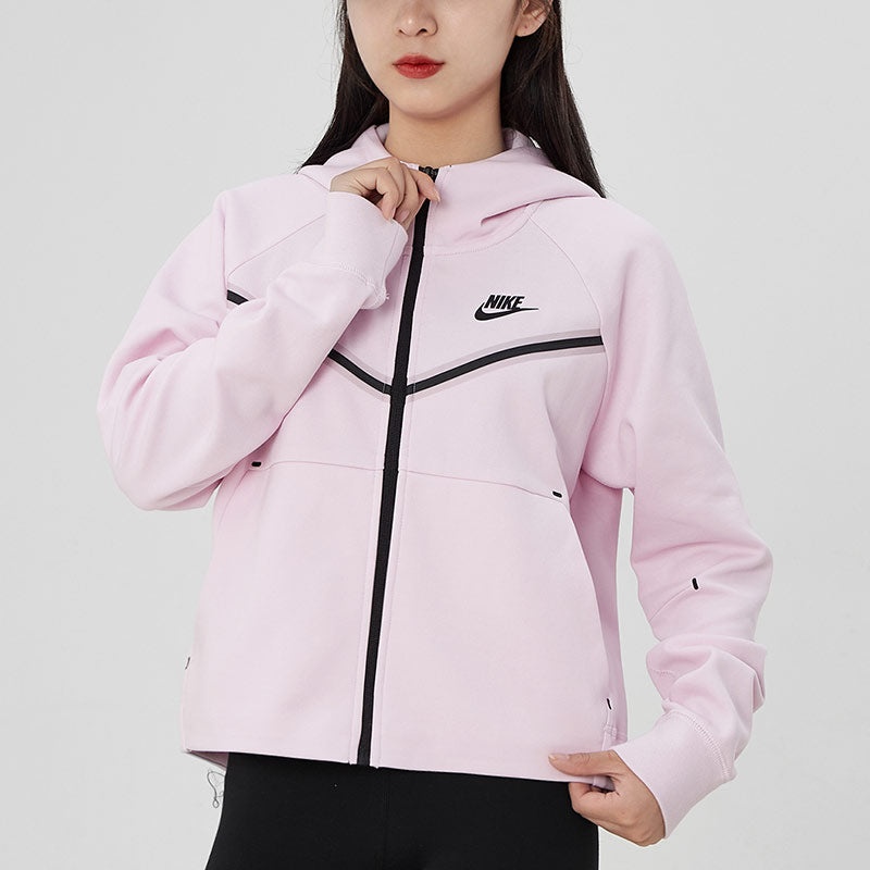 (WMNS) Nike Logo Printing Hooded Jacket Pink CW4299-695 - 3