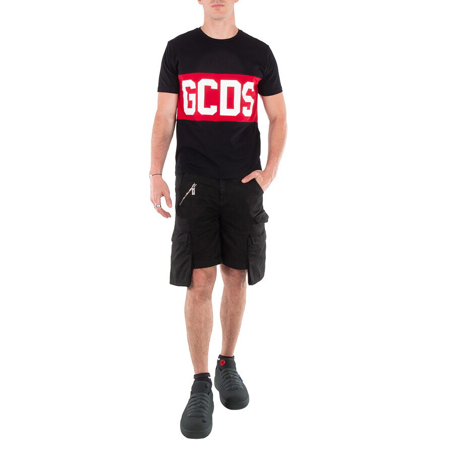 GCDS Black Logo Band Cotton T-Shirt - 4