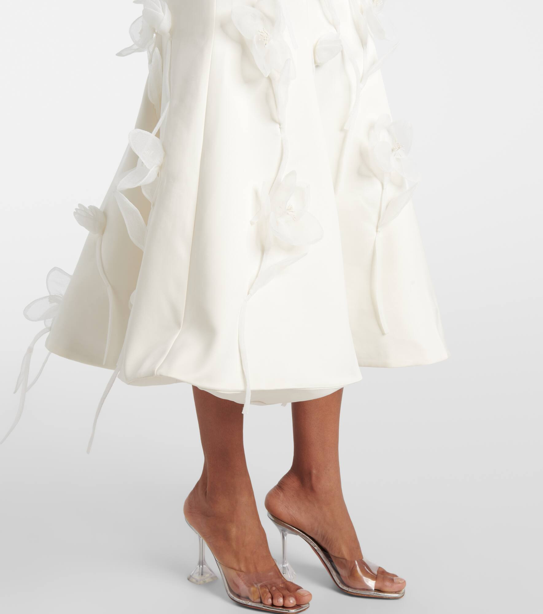 Bridal floral-appliqué midi dress - 5