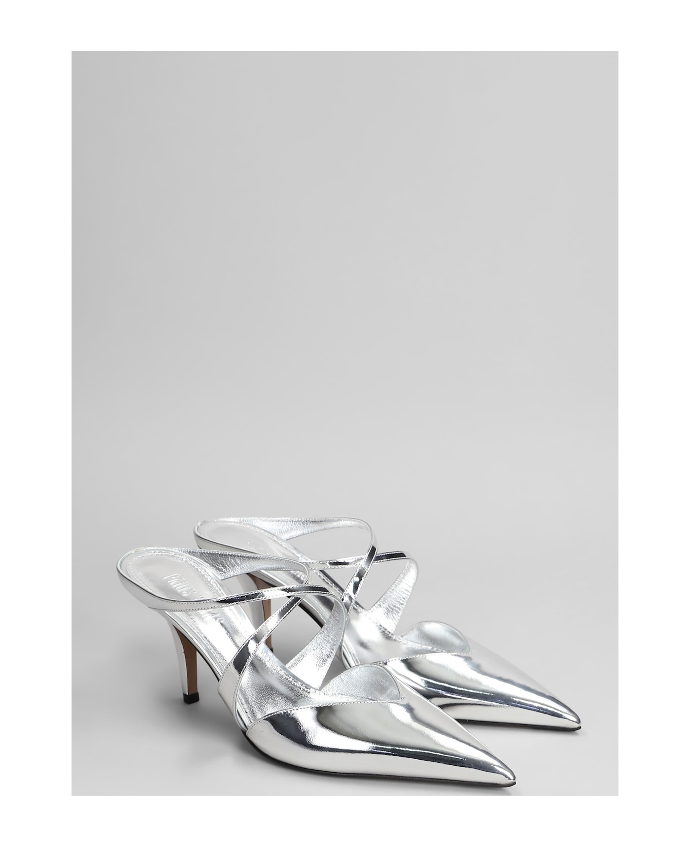 Laila Mule 75 Slipper-mule In Silver Leather - 2