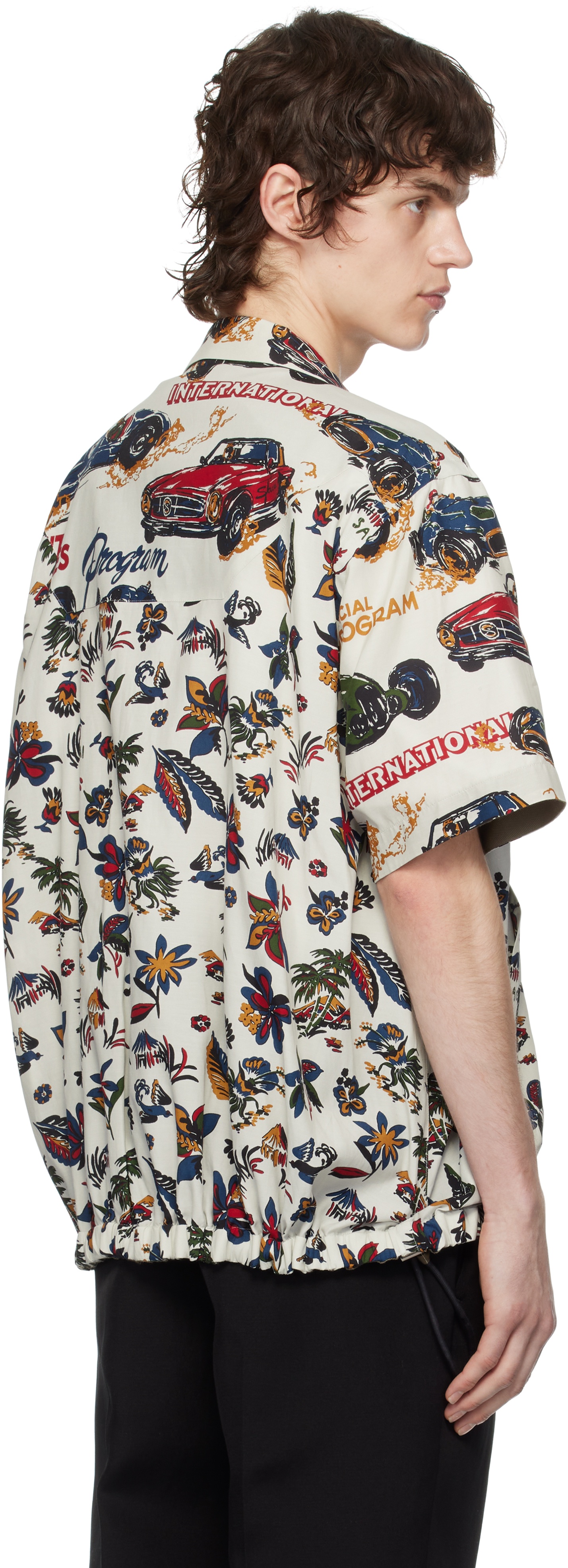 White Car Race Tropical Print Shirt - 3