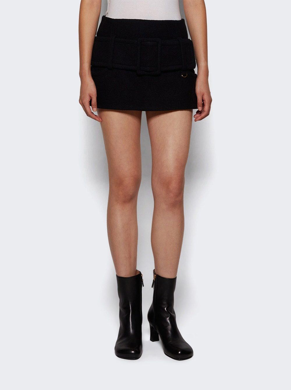 Belted Mini Skirt Black - 2