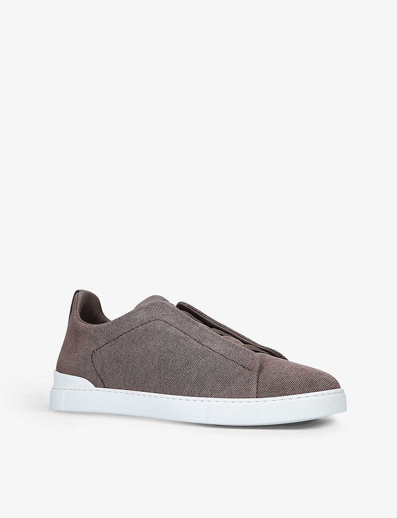Triple stitch low-top cotton trainers 3