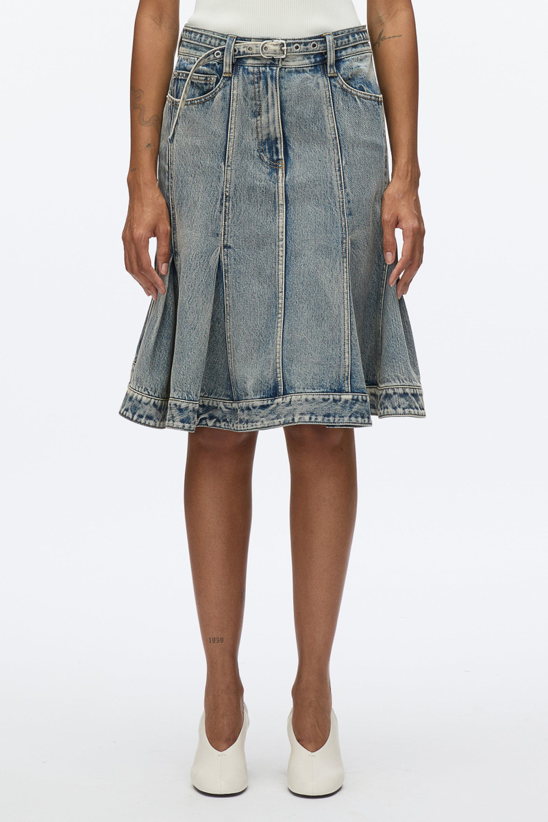 3.1 Phillip Lim Flounce Hem Belted Denim Skirt outlook