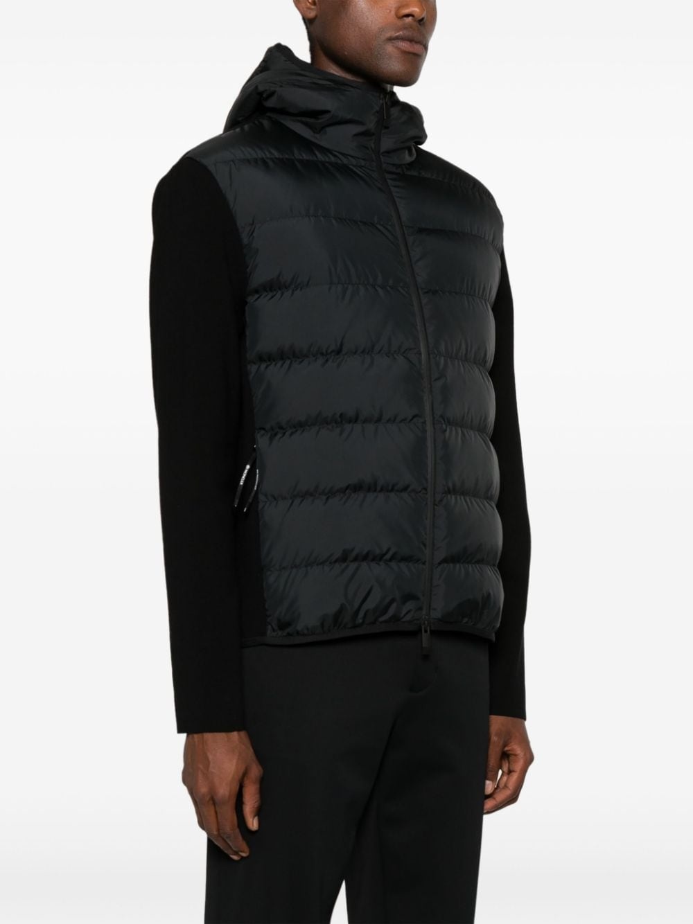 padded-panels knitted hooded jacket - 3