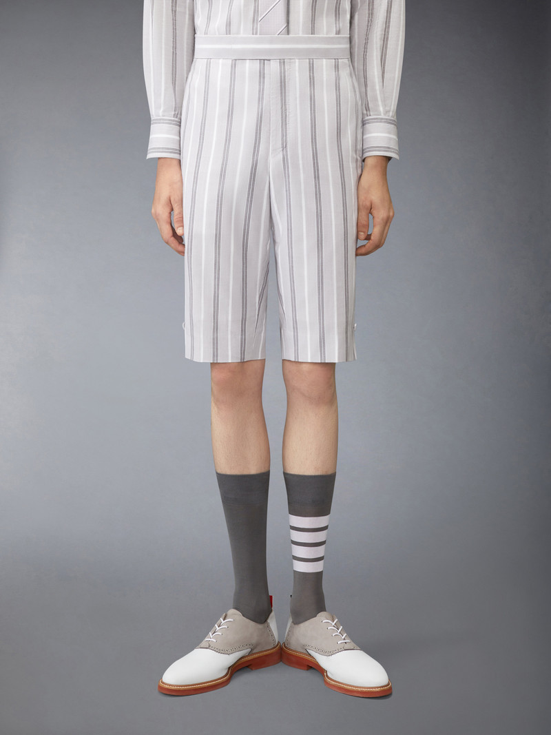 Thom Browne MADRAS COTTON REPP STRIPE BACKSTRAP SHORTS outlook