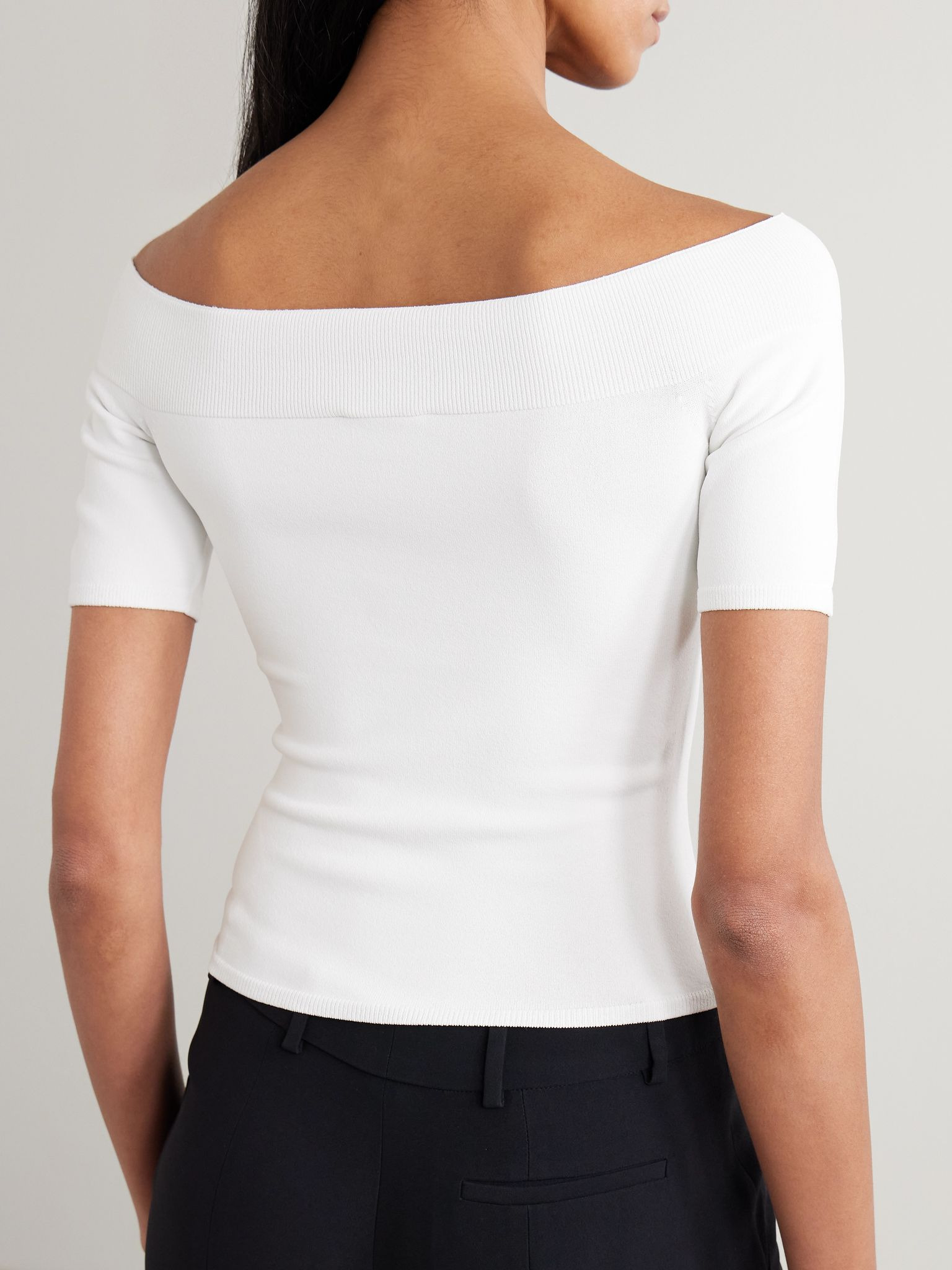 Off-the-shoulder stretch-knit top White - 3