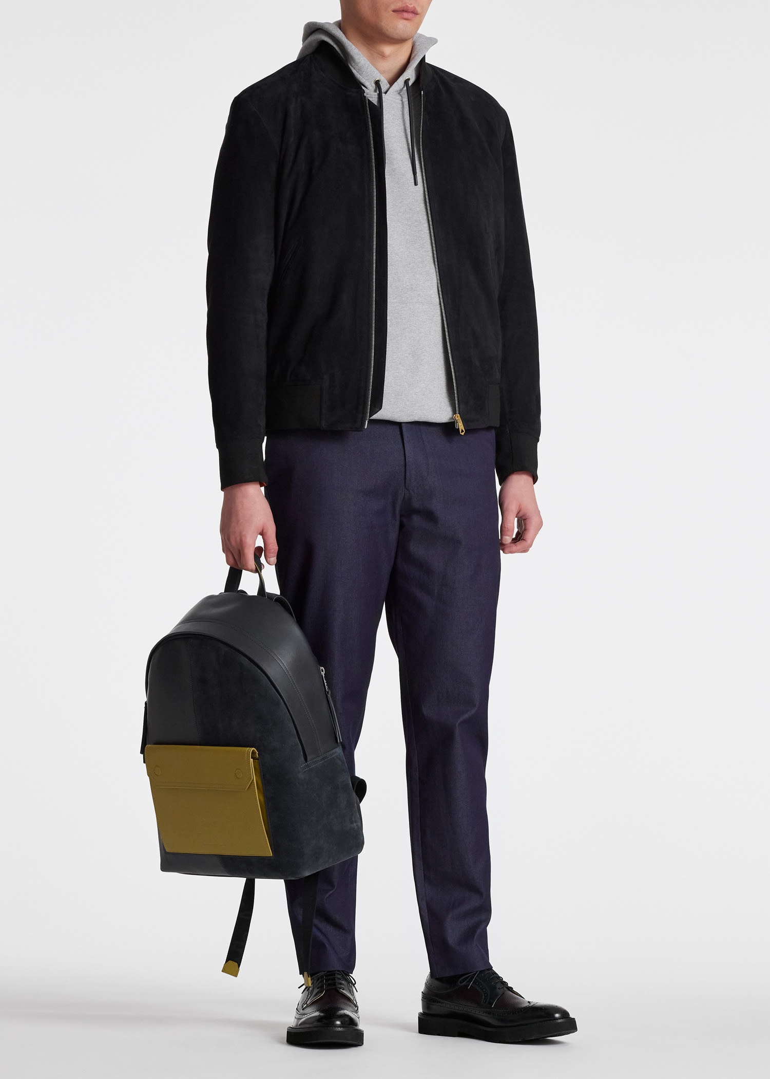 Leather Contrast Pocket Backpack - 8