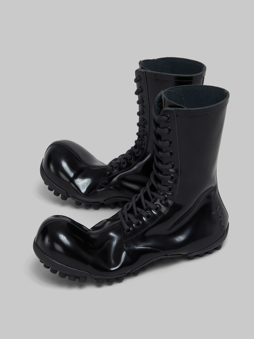 BLACK PATENT LEATHER WAVE BOOT - 4