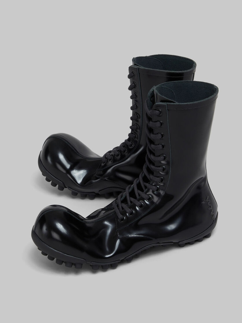 BLACK PATENT LEATHER WAVE BOOT 4