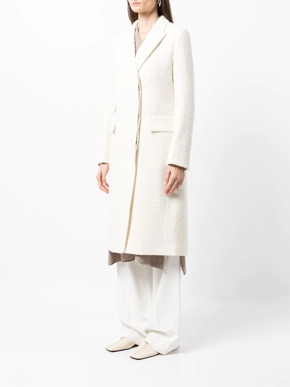 ivory buttoned coat - 3