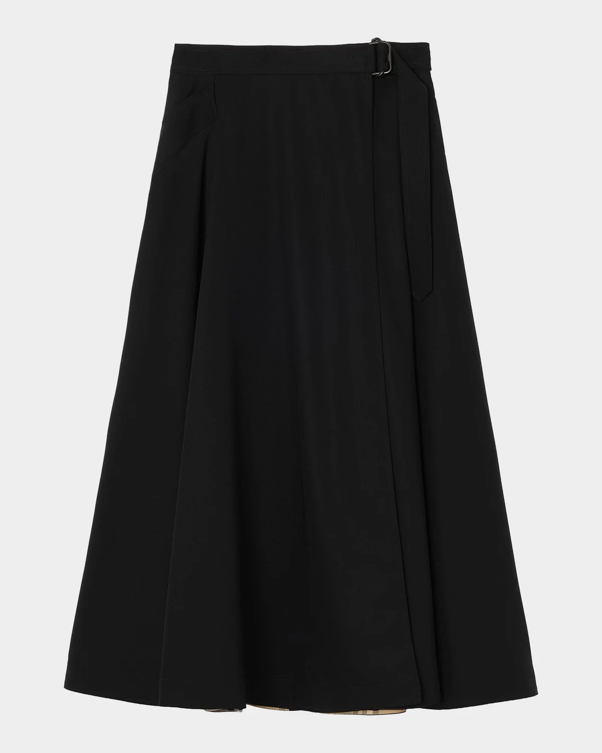 Belina Belted Wool Twill Midi Skirt - 1