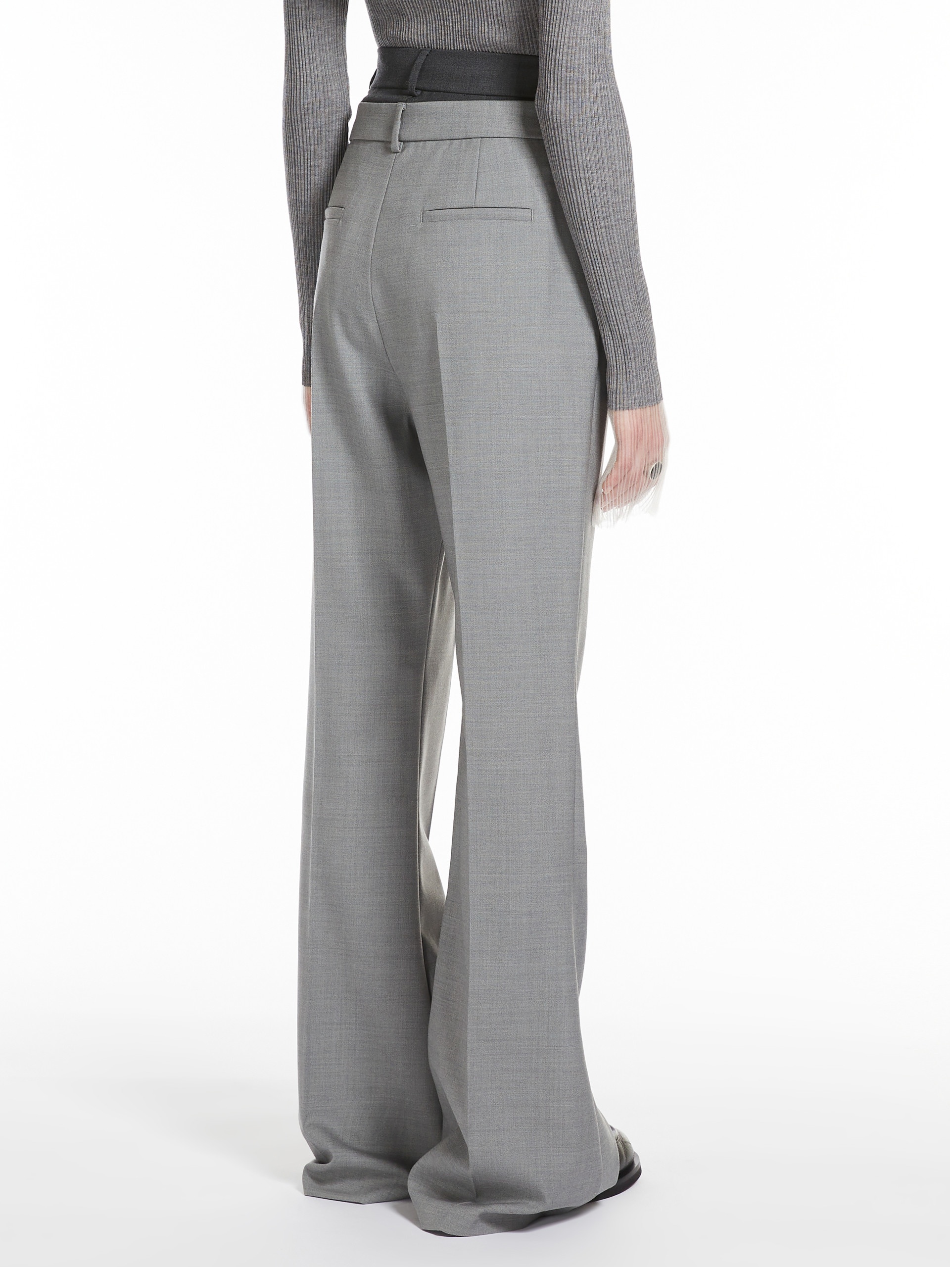 LINCE Flared trousers with a branded double belt - 4