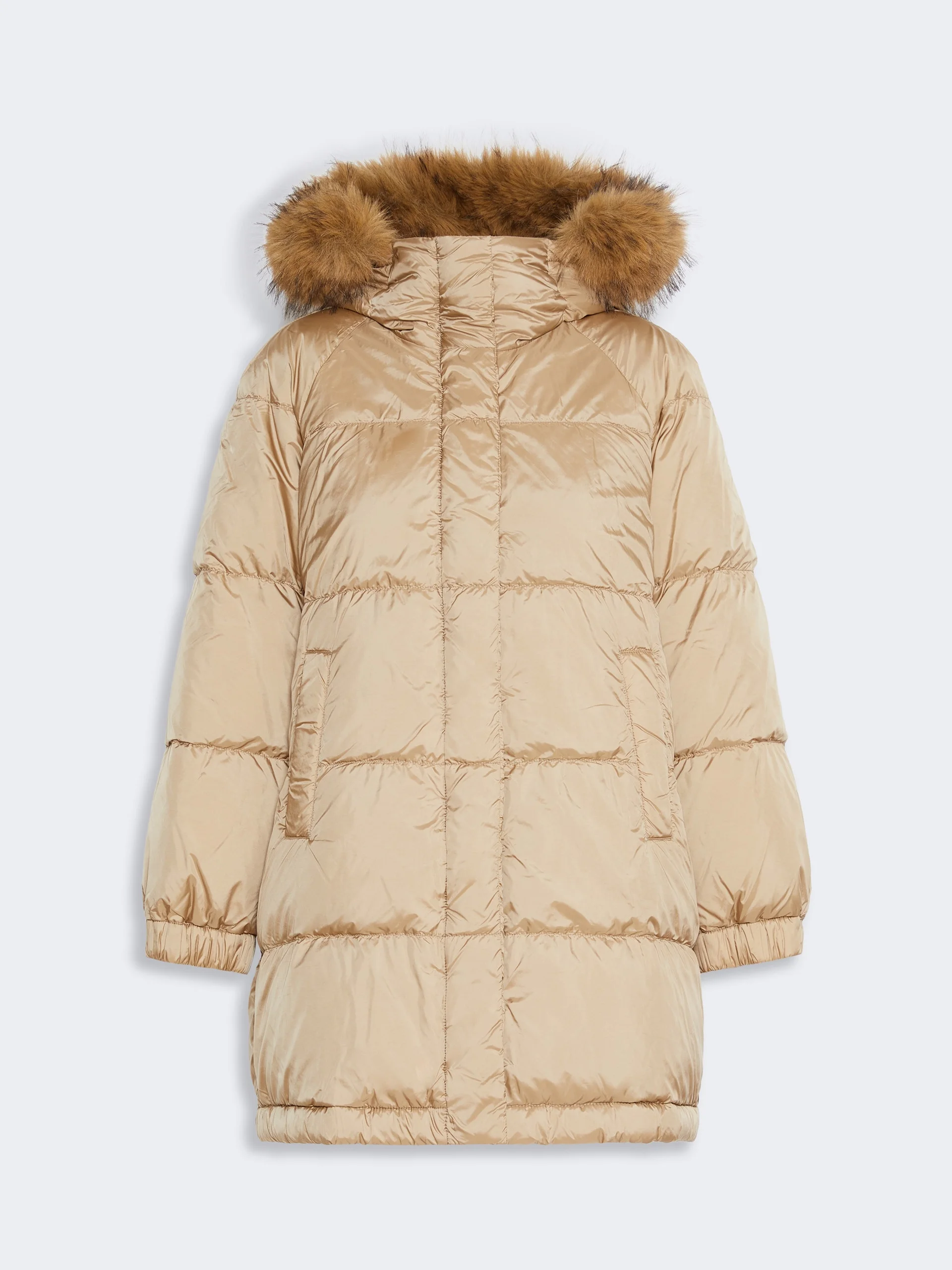 ANFORA Reversible midi parka in water-repellent plain-weave fabric - CAMEL - 1