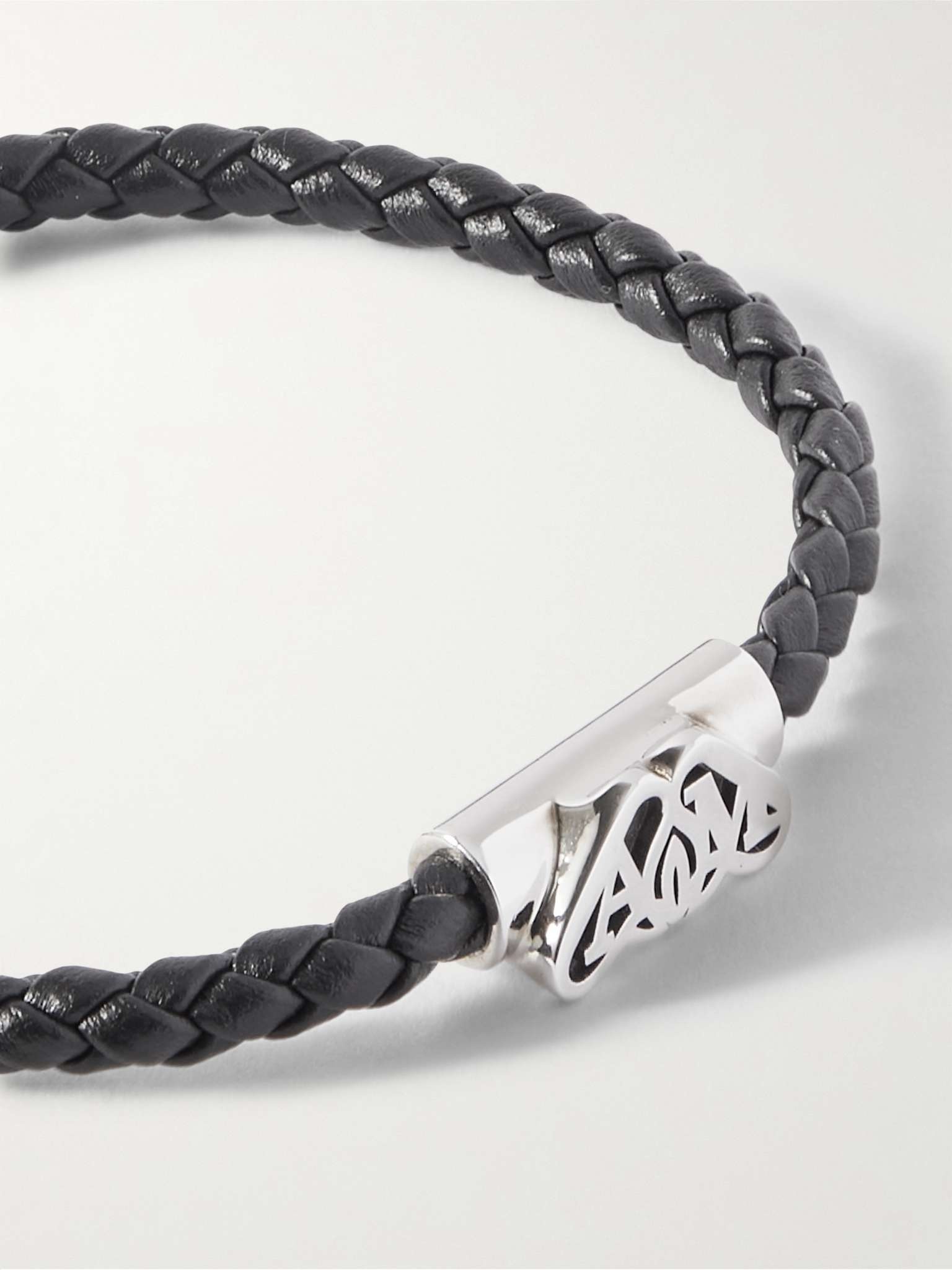 Braided Leather and Silver-Tone Bracelet - 4