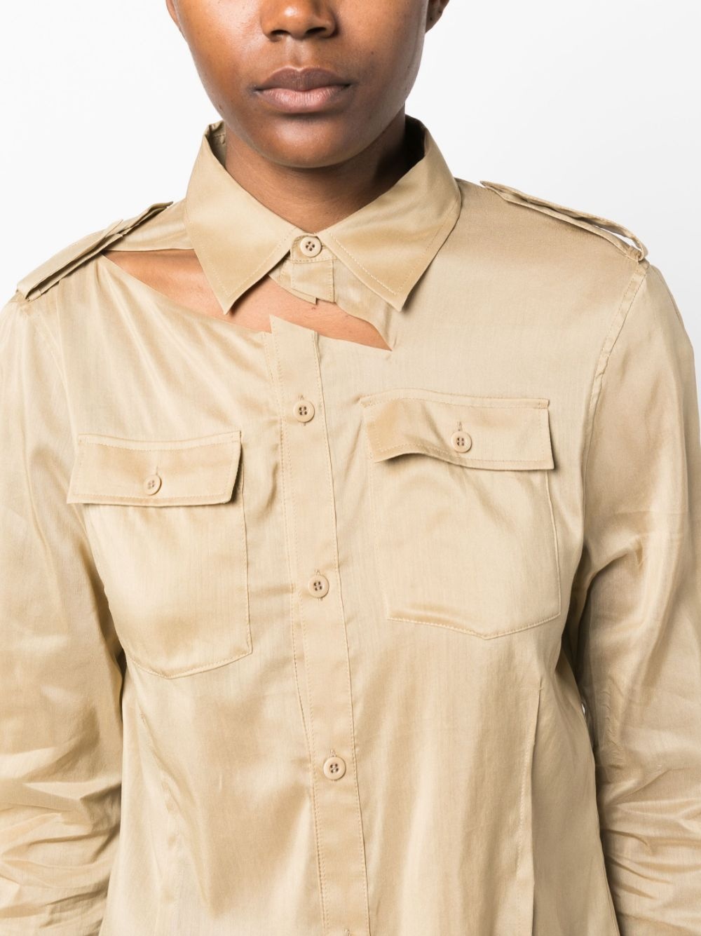 open-back cotton-silk blend shirt - 5