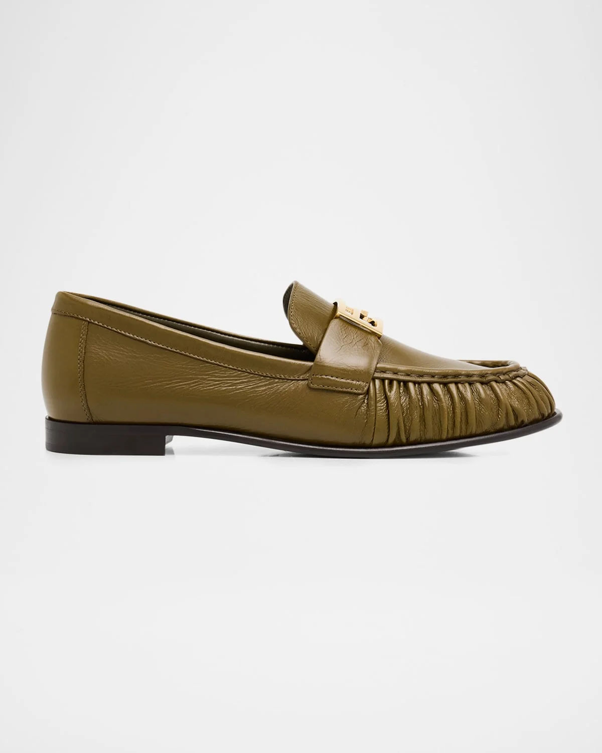Baguette Ruched Leather Loafers - 1