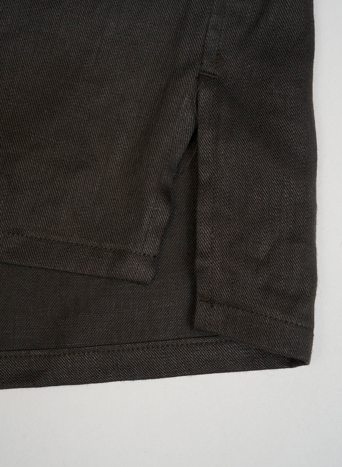 Open Collar Shirt Linen Twill in Charcoal - 7