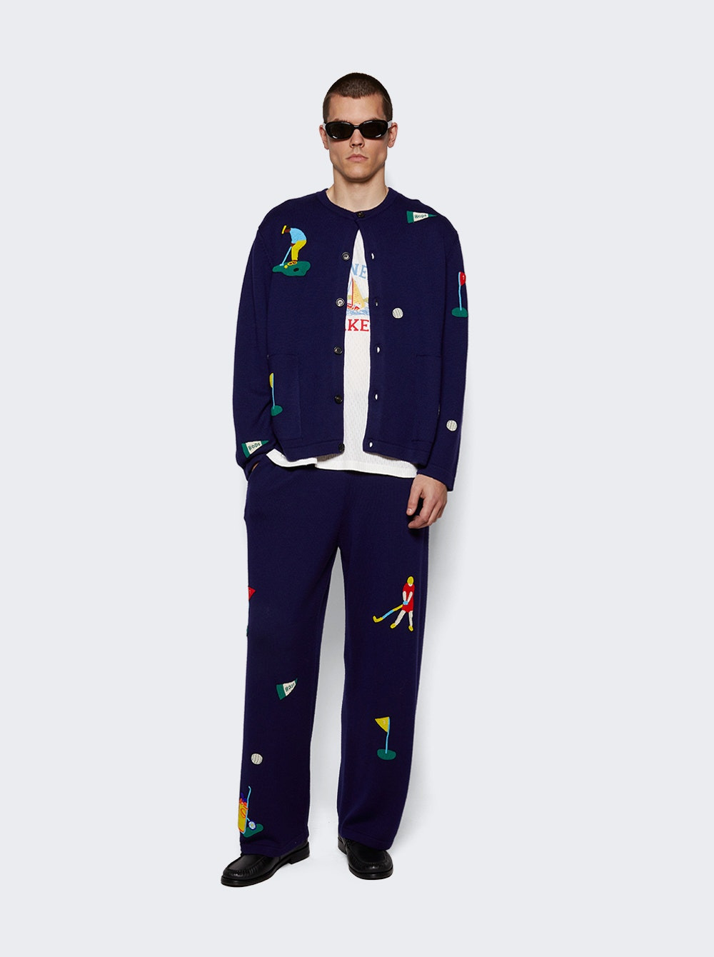 Wool Knit Golf Joggers Navy - 2