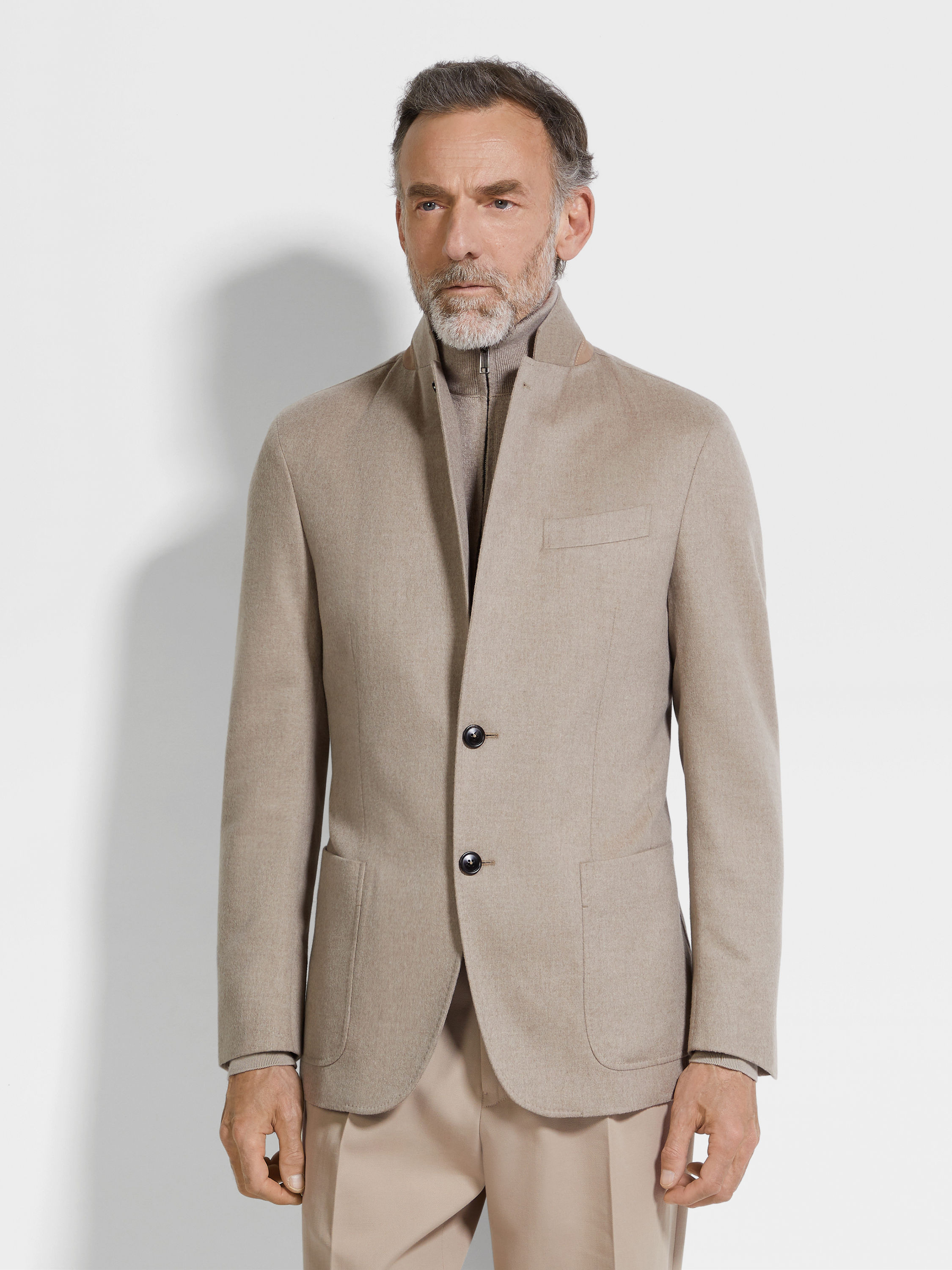 LIGHT TAUPE OASI CASHMERE JACKET - 4