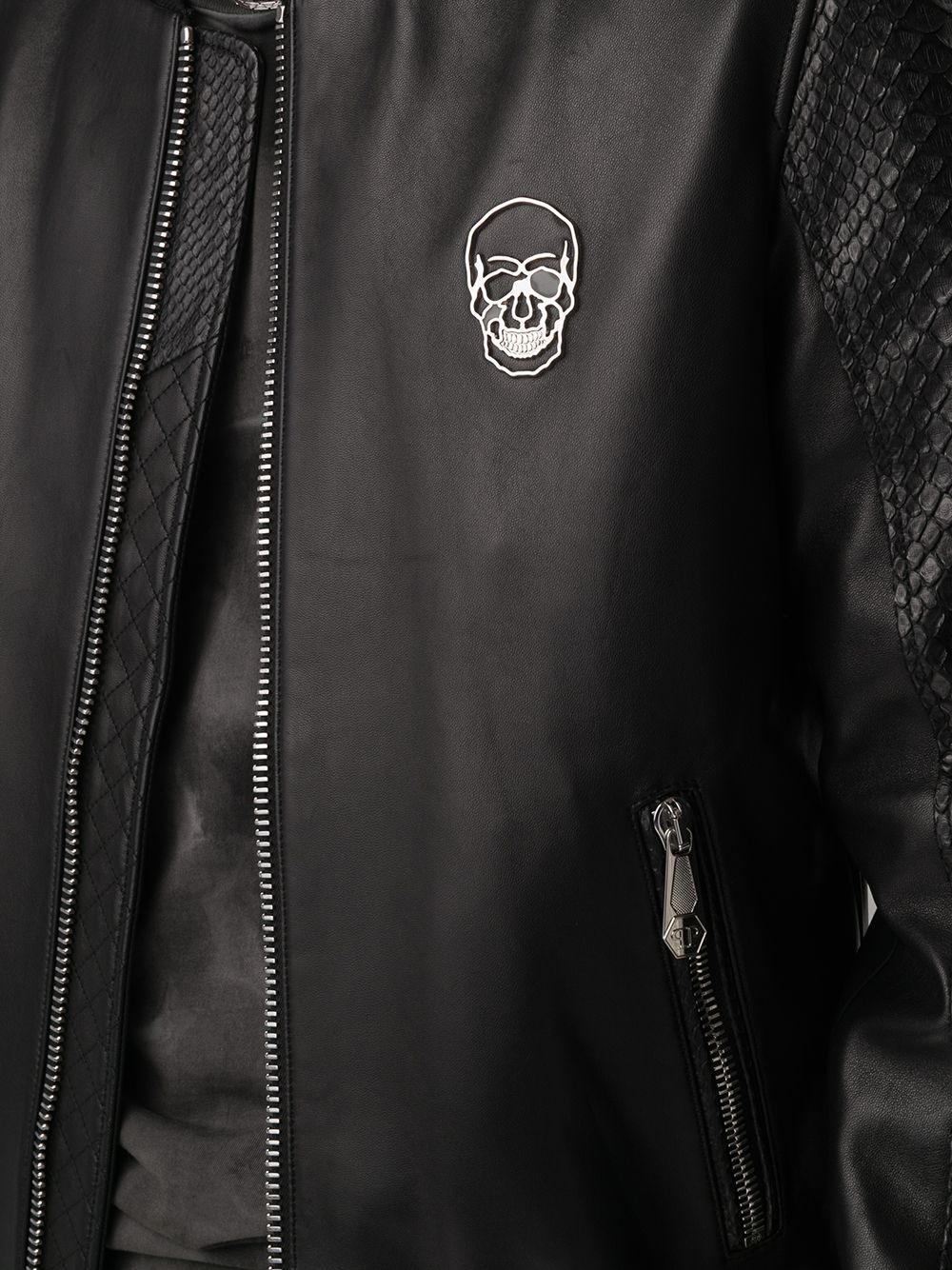 skull-appliqué bomber jacket - 5