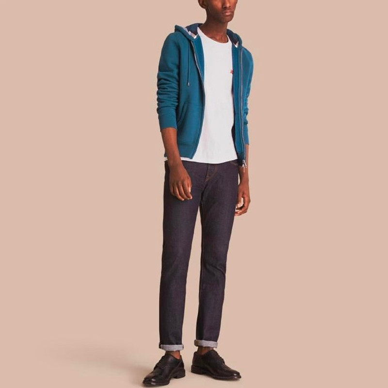 Men's Burberry Fleece Lined Long Sleeves Hooded Jacket Blue 40504161 3