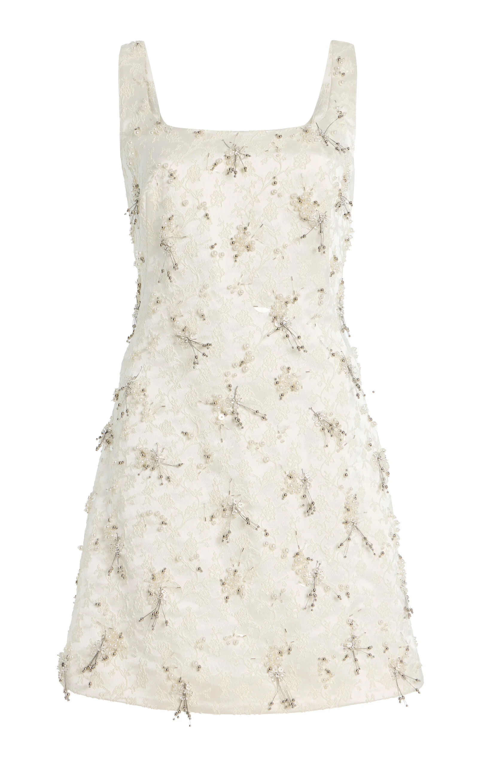 Viva Embellished Floral-Embroidered Satin Mini Dress white - 1