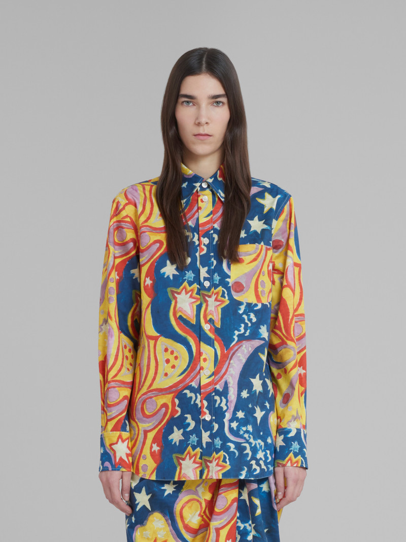 Marni MARNI X NO VACANCY INN - MULTICOLORED COTTON SATIN SHIRT WITH GALACTIC PARADISE PRINT outlook