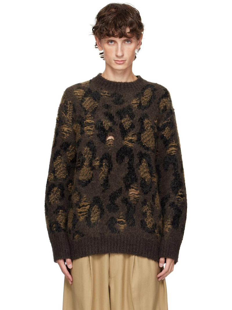 Brown Jacquard Sweater - 1