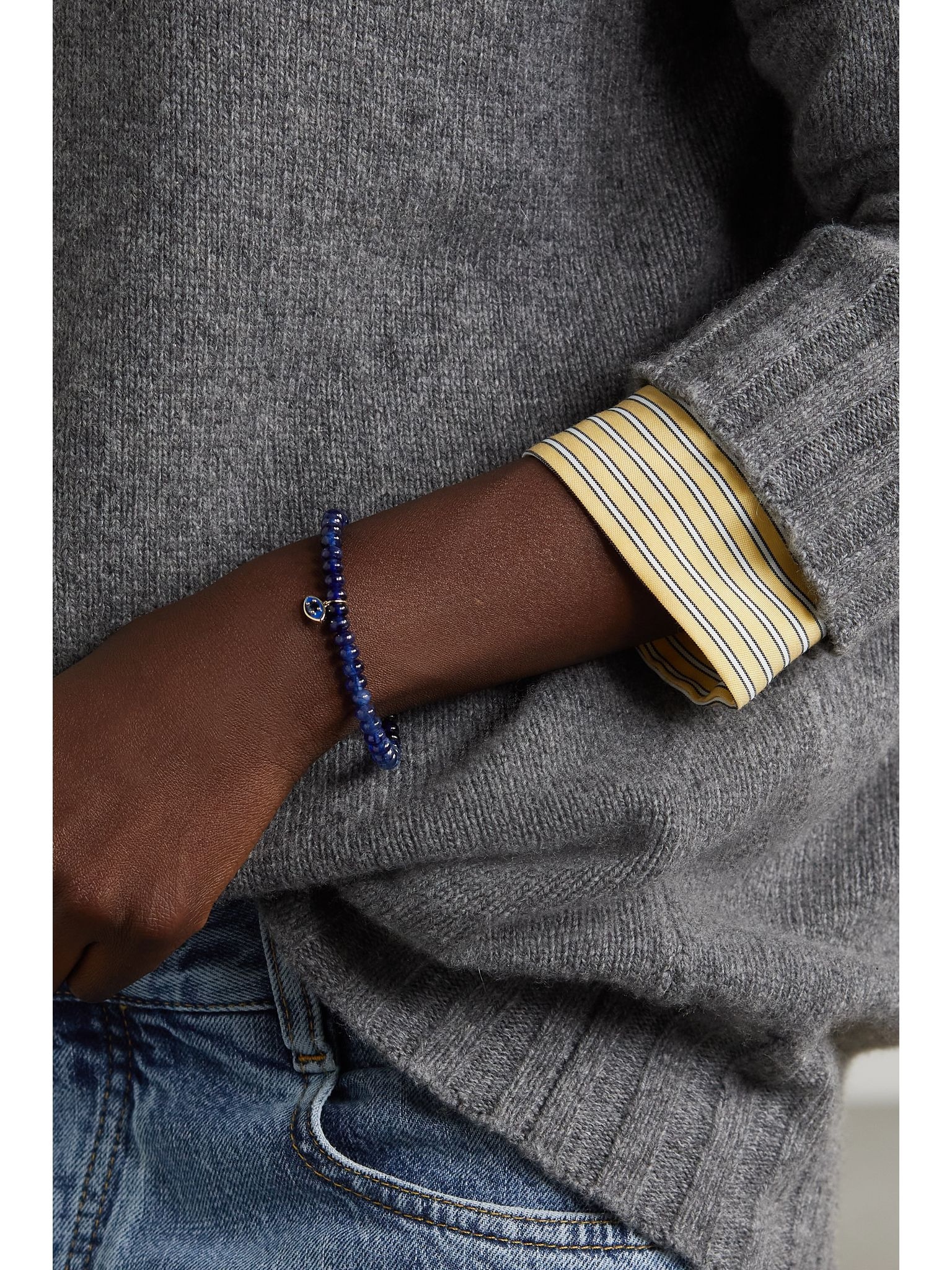 Evil Eye 14-karat gold, sapphire and enamel bracelet Gold - 2