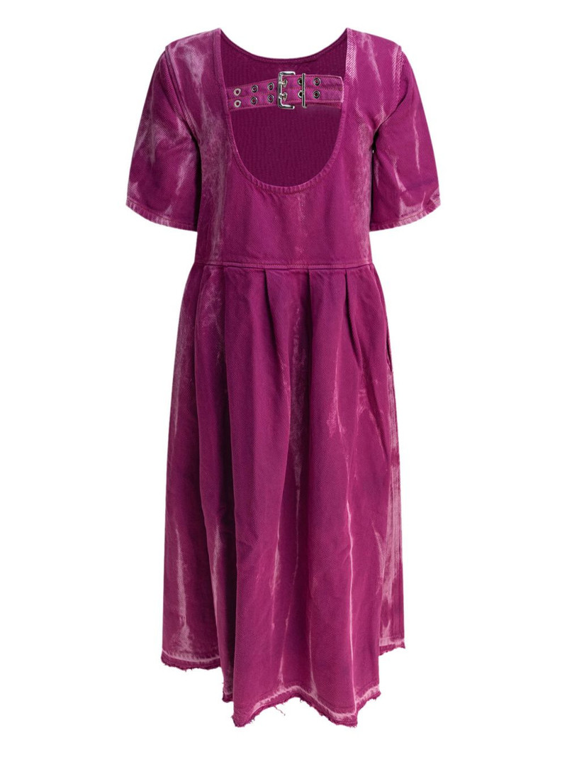 GANNI buckle-fastening pleated midi dress outlook