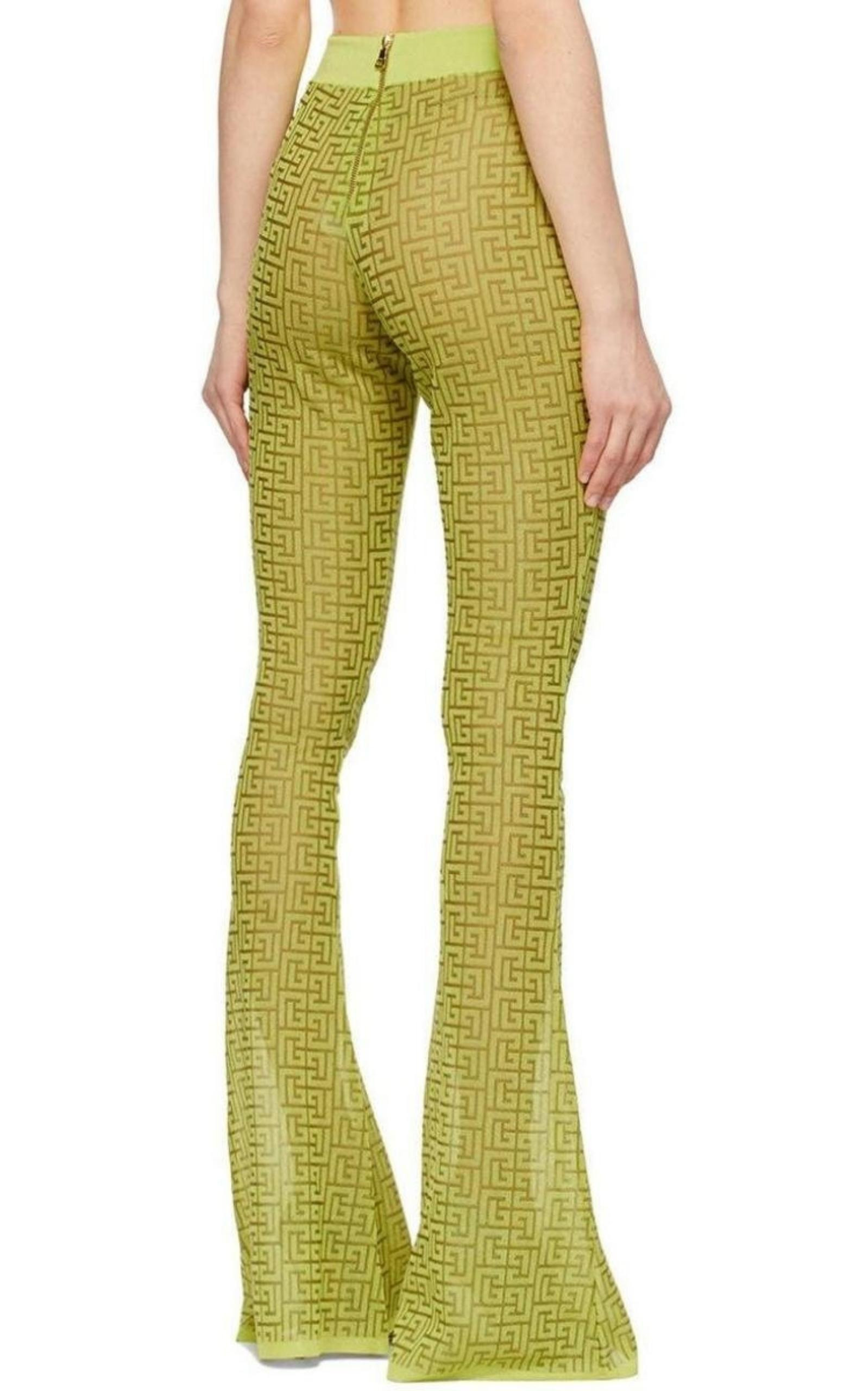 Semi-sheer Monogram Pattern Flared Pants - 3