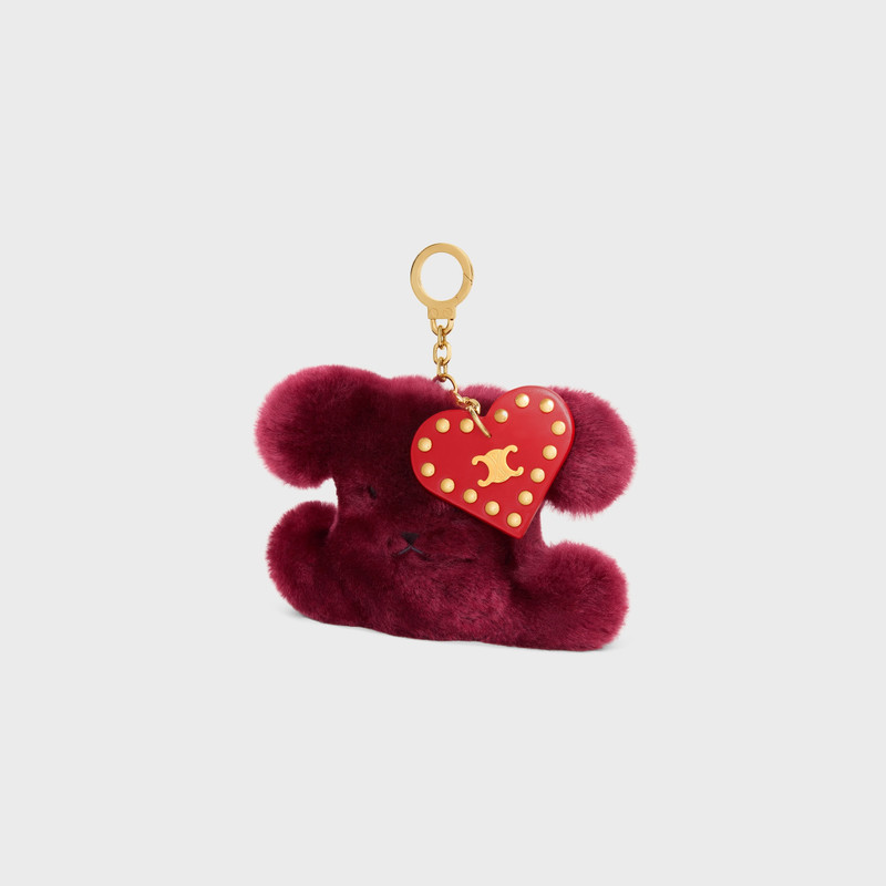 TRIOMPHE POM-POM CHARM IN EMBROIDERED SHEARLING AND CALFSKIN 3
