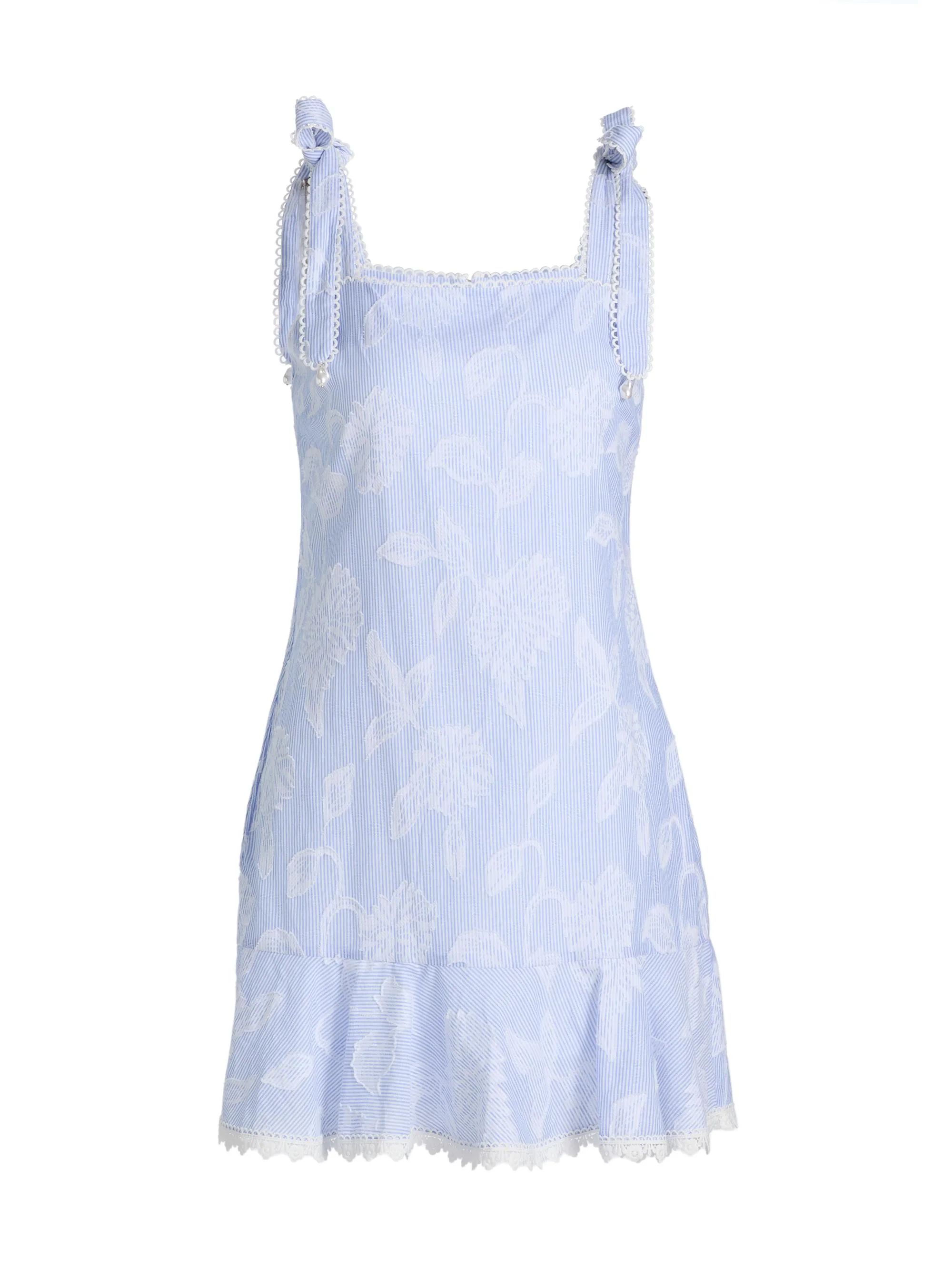 Women's Darcey Floral Stripe Minidress - Light Blue White - 1